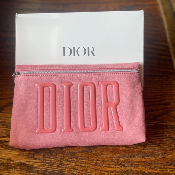 Dior Pink Suede Pouch - Picture 1 of 5